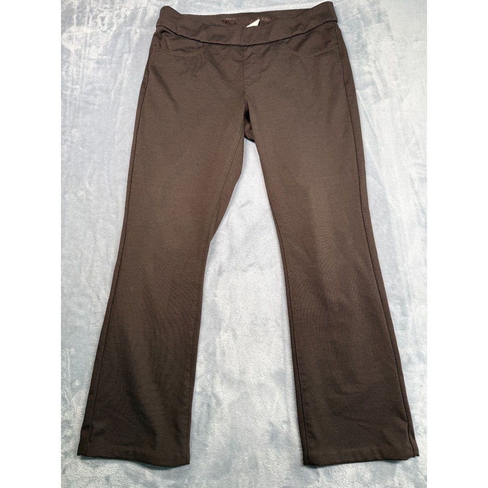 Lee Style Ups Pants Womens 14 Medium Brown Stretch Mid Rise Pull On Straight Leg